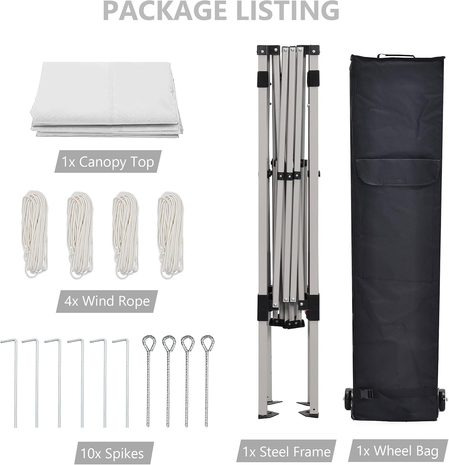 10x20 ft Pop up Canopy Tent, GDY Folding Heavy Duty Height Adjustable Shelter Gazebos with Wheeled Bag, White.