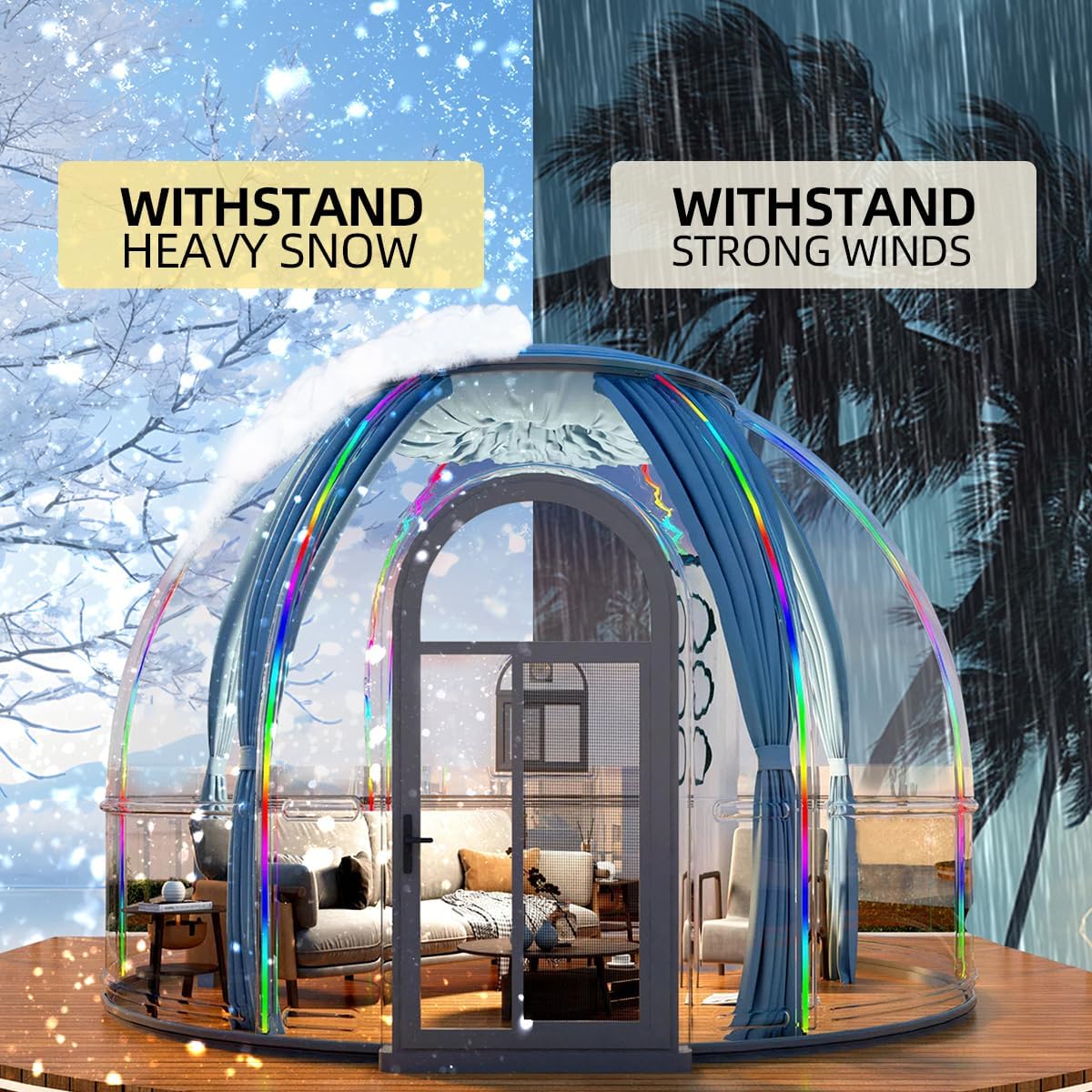 Backyard Dome Tent, Clear Garden Dome Bubble Tent for Outside, Weatherproof Geodesic Gazebos & Pergolas for Outdoor