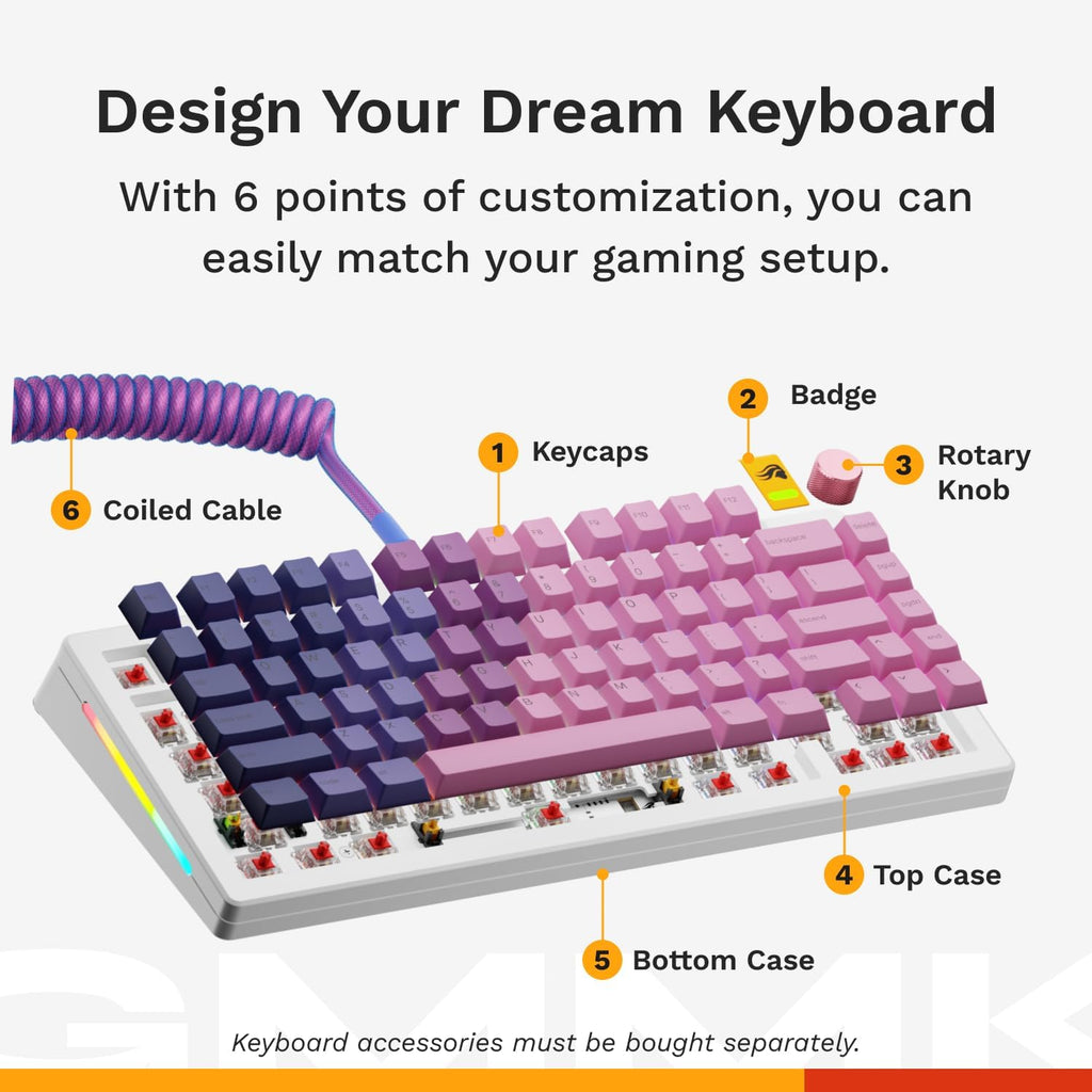 Glorious Gaming - GMMK 3 HE Rapid Trigger Keyboard, Hall Effect, 8K Polling Rate, MX Mechanical & Magnetic Switches, Hotswappable 75% Keyboard, Modular Gasket System, Doubleshot PBT keycaps (White)