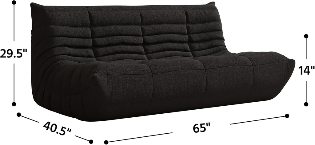 3-Seater Giant Loveseat Boneless Bean Bag Chair for Adults - Teddy Fleece Fireside Accent Chair with Memory Foam, Comfy Lazy Floor Sofa Couch Chaise Lounge for Living Room Bedroom Theater