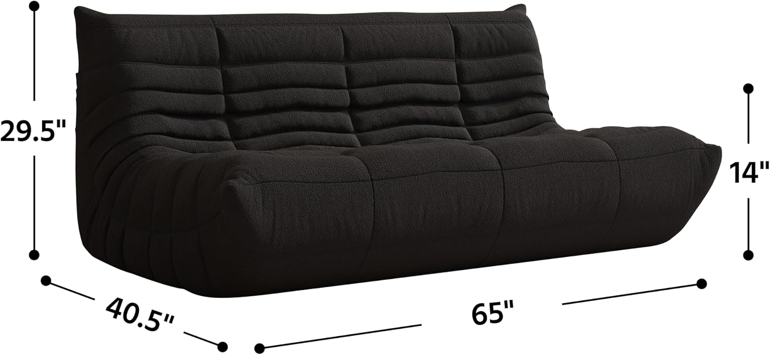 3-Seater Giant Loveseat Boneless Bean Bag Chair for Adults - Teddy Fleece Fireside Accent Chair with Memory Foam, Comfy Lazy Floor Sofa Couch Chaise Lounge for Living Room Bedroom Theater