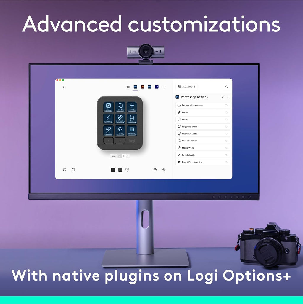 Logitech MX Creative Console, 9 Customizable LCD Keys, Stream Deck Accessories,Connectivity Technology USB-C, Control Dial for Graphic Design, Zoom, Spotify - Graphite, 3-Month Adobe Cloud Membership