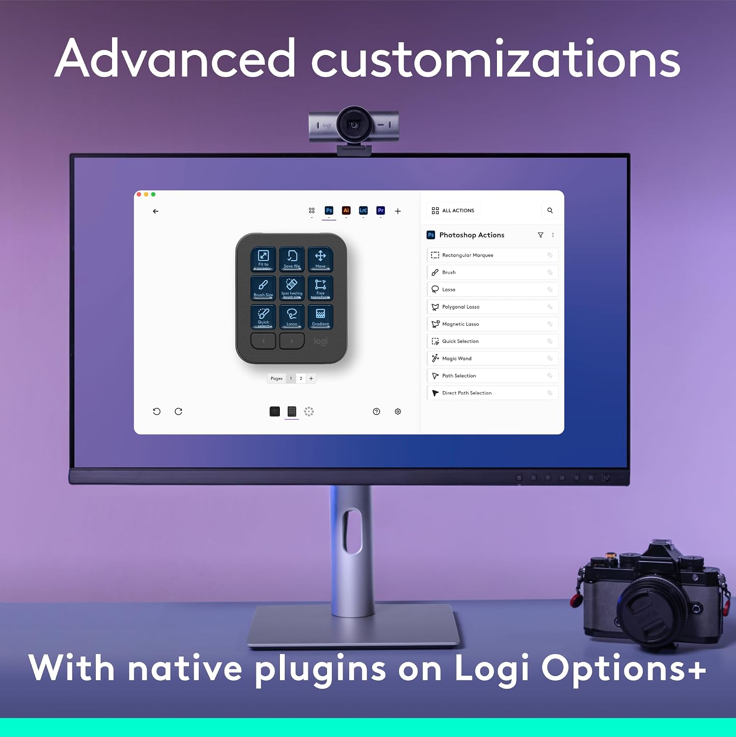 Logitech MX Creative Console, 9 Customizable LCD Keys, Stream Deck Accessories,Connectivity Technology USB-C, Control Dial for Graphic Design, Zoom, Spotify - Graphite, 3-Month Adobe Cloud Membership