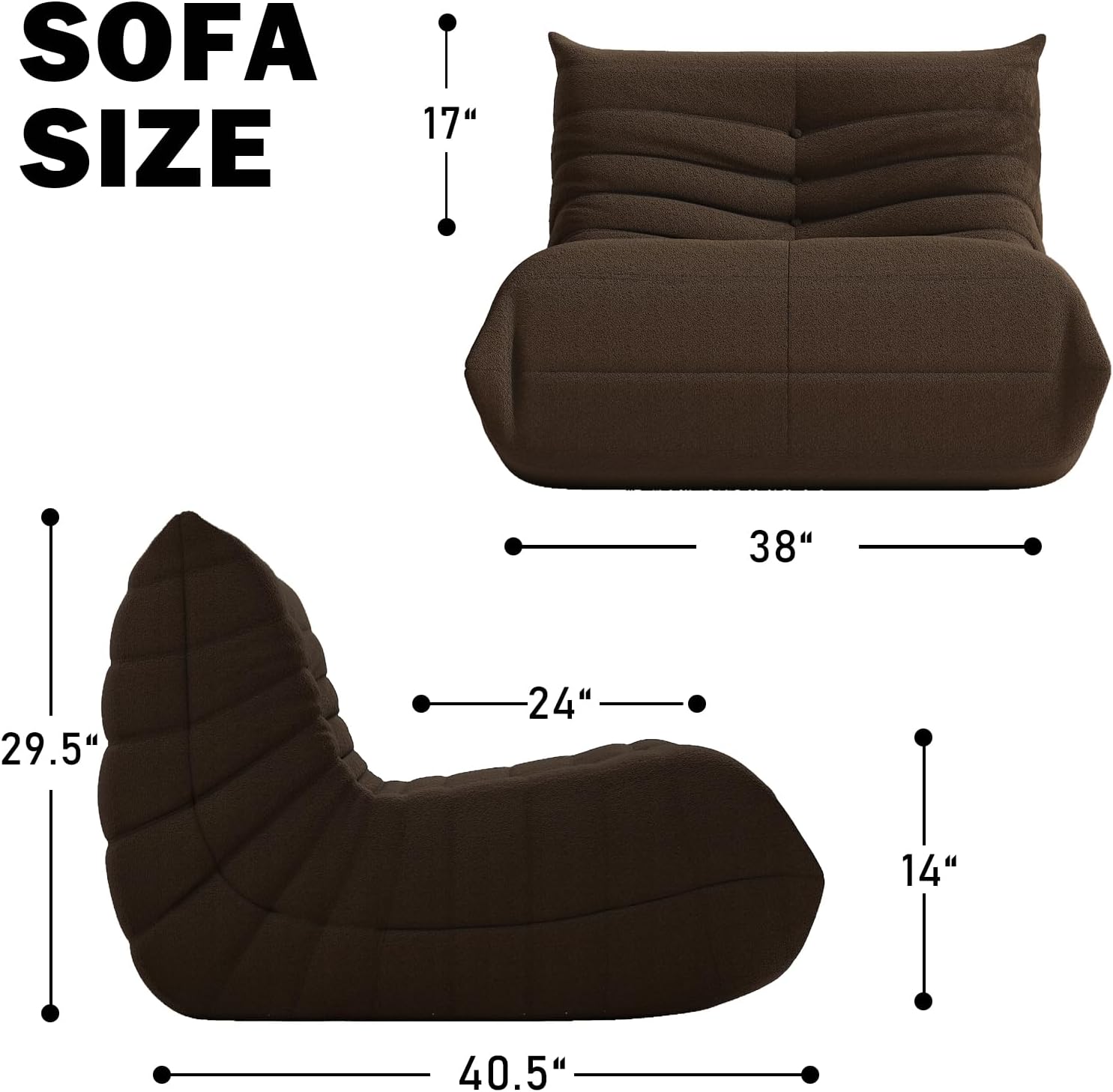 Bean Bag Chair, Memory Foam Bean Bag Sofa Large Bean Bag Chair for Adults, Bean Bag Chairs for Teens with High Density Comfortable Foam, Memory Foam Lazy Sofa for Living Room, Bedroom (Coffee)