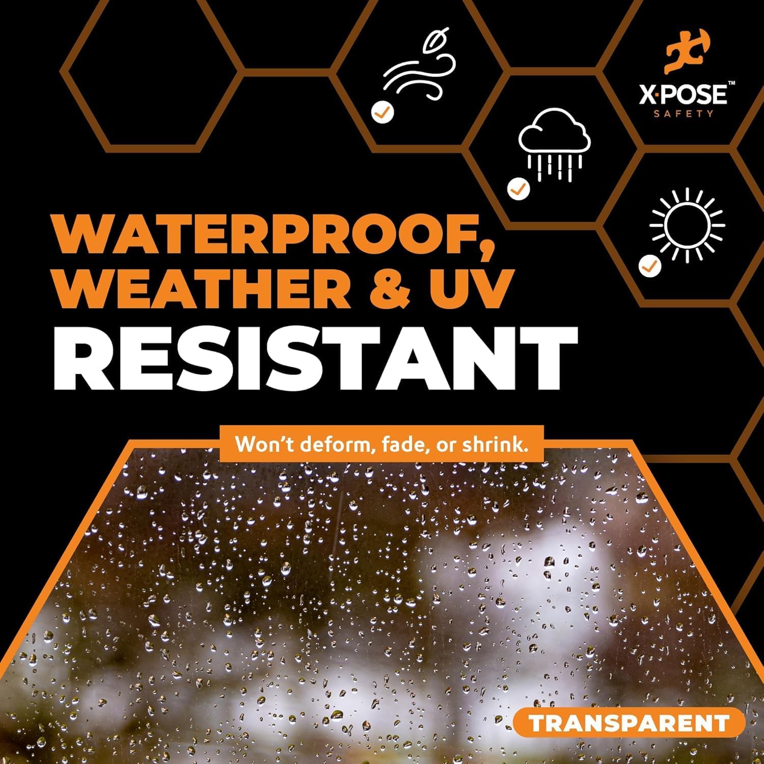 10' x 10' Clear Vinyl Tarp - 30 Mil Super Heavy Duty Transparent Waterproof PVC Tarpaulin with Brass Grommets - for Patio Enclosure, Temporary Wall, Camping, Tent Cover, Canopy - by Xpose Safety