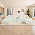 150' Oversized Modular Sectional Sofa, Deep Seat Cloud L-Shape Corduroy Couch with Cup Holders, USB Ports, Wireless Charging & Storage Box, Upholstered Modular Sleeper Sofa for Living Room (Beige)