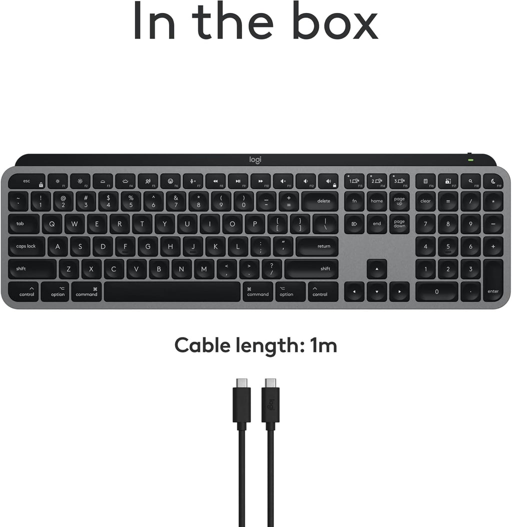 Logitech MX Keys S for Mac, Wireless Keyboard, Fluid, Precise Laptop-Like Typing, Programmable Keys, Backlit, Bluetooth USB C Rechargeable for MacBook Pro, MacBook Air, iMac, iPad - Space Grey