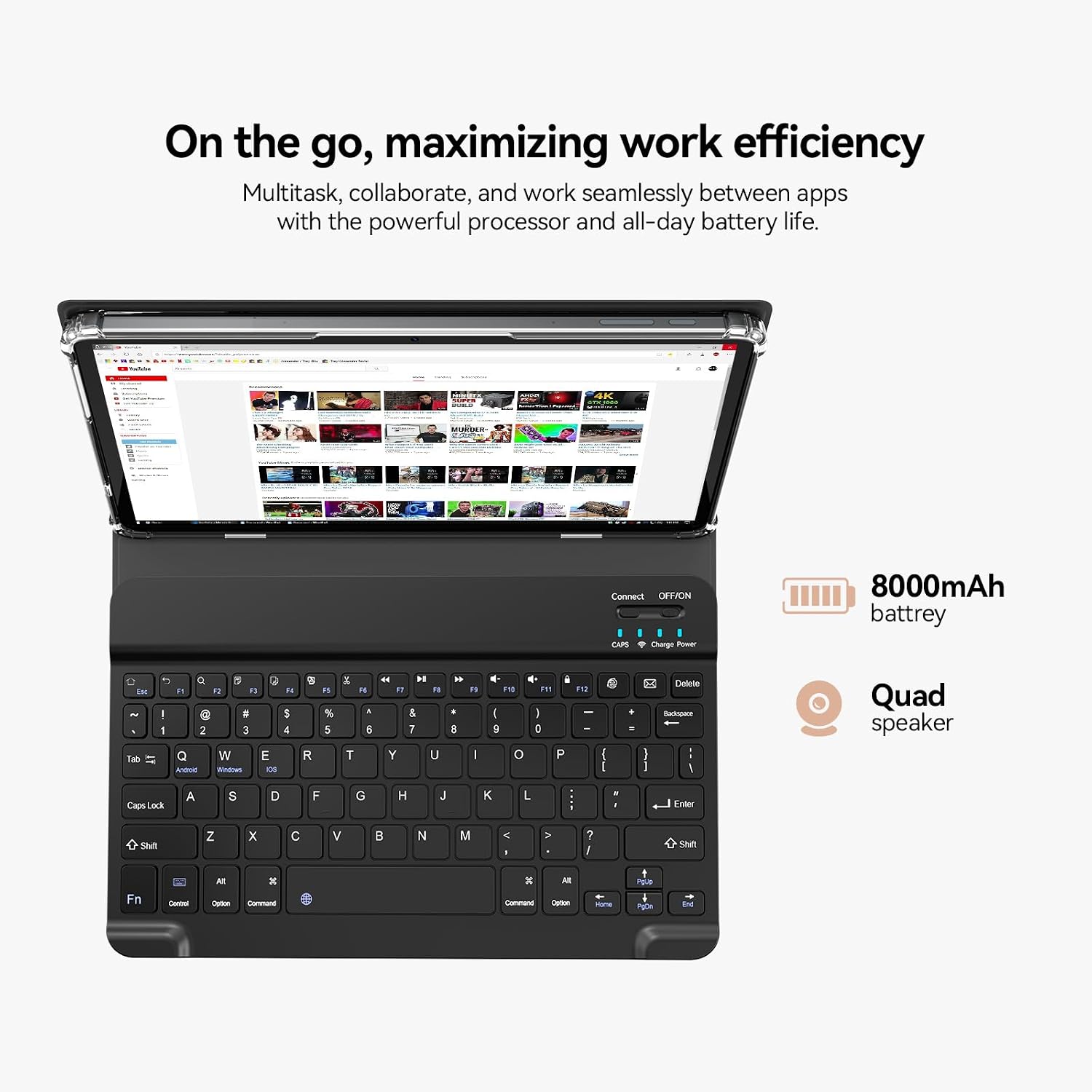 12 inch Android Tablet, 2K Display Android 15 Tablet, MTK G99 Octa-Core, 16GB 256GB 1TB Expansion, 2.4/5G WiFi, 21MP Camera, Widevine L1, Gemini AI 2.0, Tablets with Keyboard, Mouse, Case etc