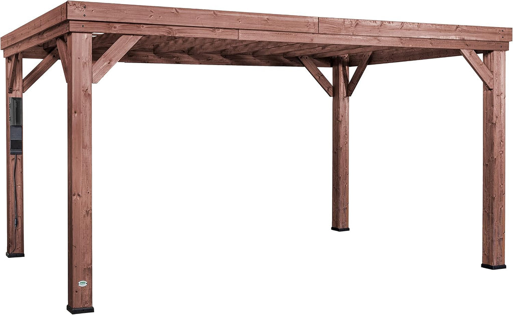 Backyard Discovery Brockton 14' x 10' Modern Cedar Wood Pergola Kit with All-Season Durability, High-Wind Rating, Concrete Anchors, PowerPort, Shade for Outdoor Patio, Deck, Garden, and Entertaining