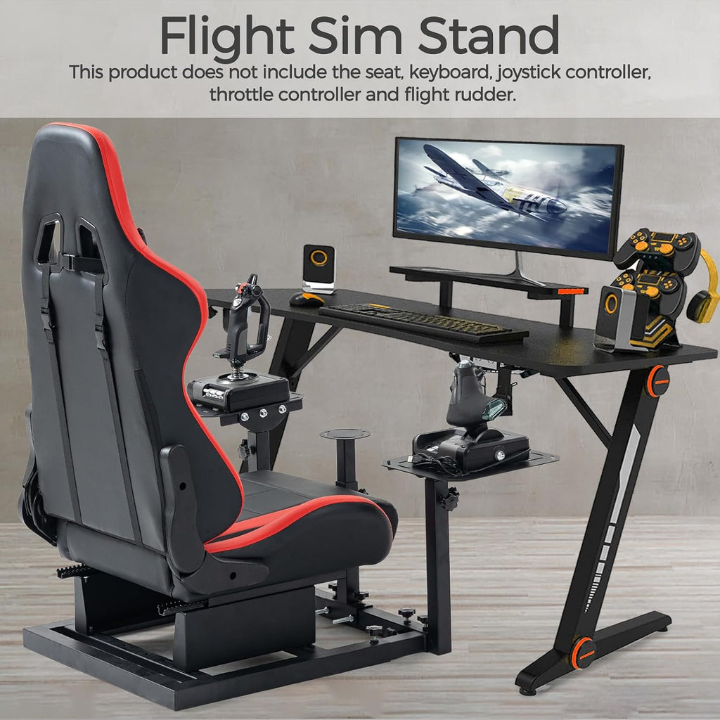 Marada Flight Racing Simulator Cockpit with Black Seat Fit for Thrustmaster A10C Hotas Warthog Adjustable Throttle,Joystick,Keyboard Not Included