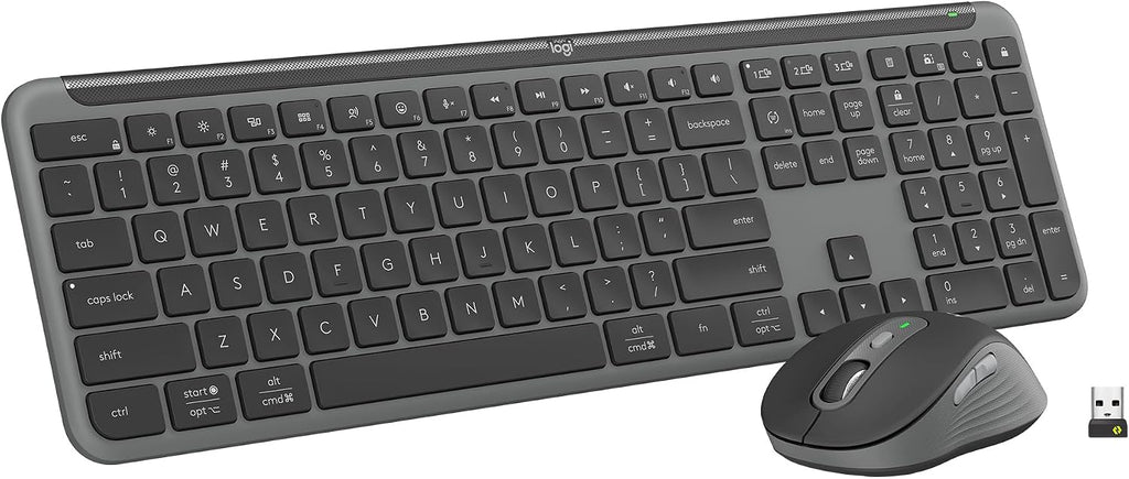 Logitech MK955 Signature Slim Wireless Keyboard and Mouse Combo, for Larger Hands, Quiet Typing and Clicking, Switch Across Three Devices, Bluetooth, Multi-OS, for Windows and Mac