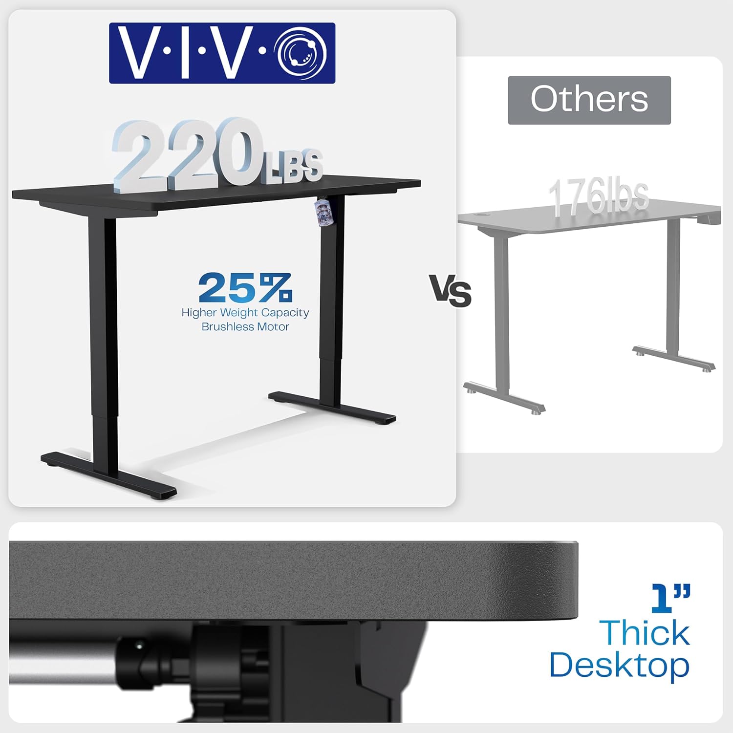 VIVO Electric 60 x 30 in Standing Desk, Memory Height Adjustment, 1B Series, Holds 220 lbs, Black Top Gray Frame, DESK-KIT-1G6B-30