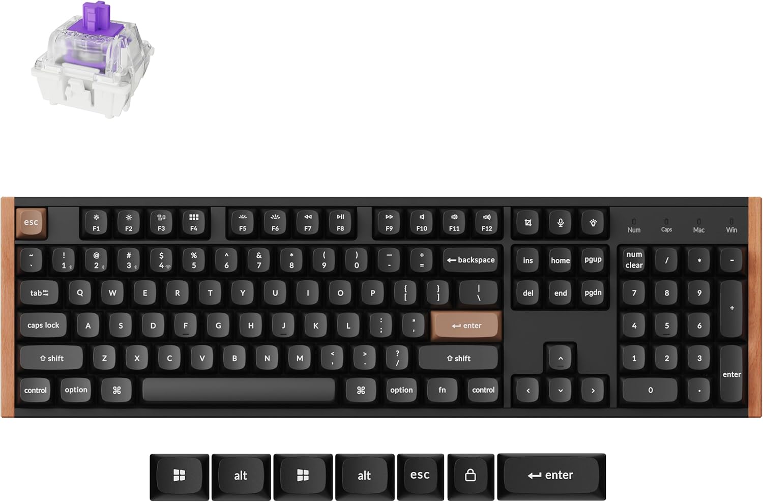 Keychron K10 HE QMK Wireless Gaming Custom Mechanical Keyboard, 2.4 GHz/Bluetooth/Wired Full-Size Hot-Swappable Programmable RGB Backlit Gateron Magnetic Switches for Mac Windows, Wood Frame-Black