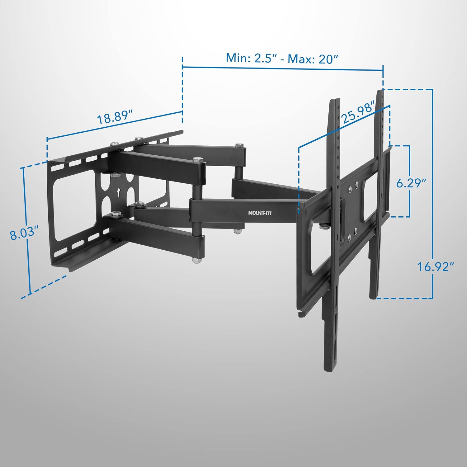 Mount-It! Outdoor TV Mount Weatherproof, Anti-Rust Anti-Corrosion Outside TV Bracket for Patio, Gazebo and Exterior, Fits 37-80', Heavy Duty Dual Full Motion Arms, VESA Up to 600x400mm, 110 Lbs Limit