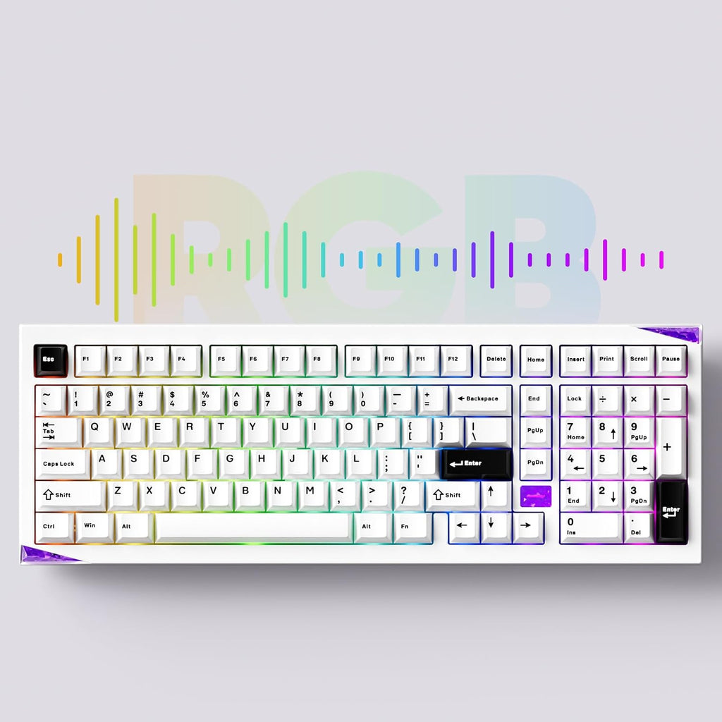 Akko Mineral 02 QMK/VIA Aluminum Mechanical Keyboard Tri-Mode RGB Hot-swappable Wireless Gaming Keyboard, Black on White, Stellar Rose Switch