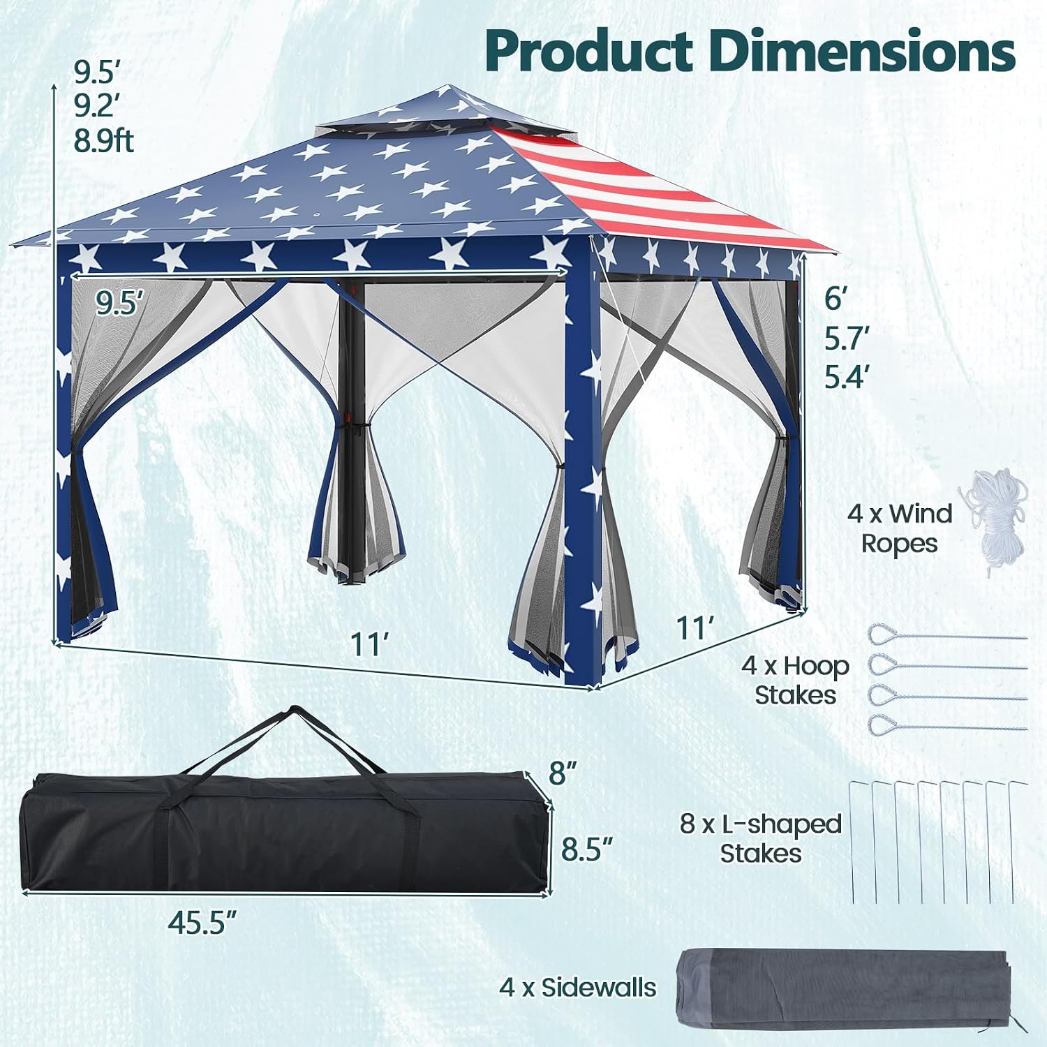 Goplus11 ft × 11 ft Pop up Gazebo, Portable Screen Canopy Shelter w/Mesh Netting Sidewalls, Vented Top, Drainage Holes, Heavy-Duty Height Adjustable Easy Setup Party Tent for Backyard