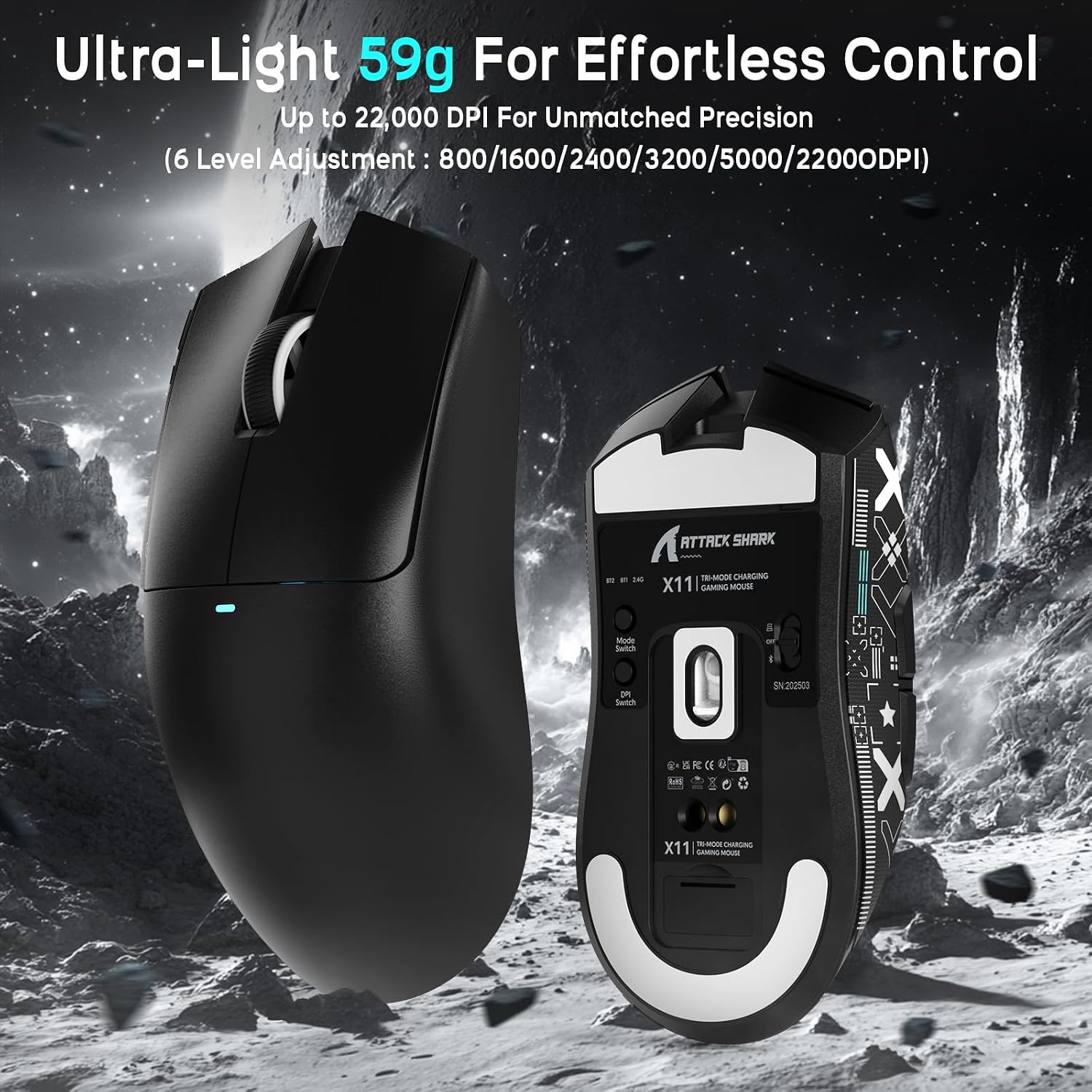 ATTACK SHARK X11 Mouse and X60 HE Keyboard Wireless Gaming Combo,Magnetic Switch,8K Polling Rate,Hall Effect,Rapid Trigger,PAW3311 Optical Sensor,22K DPI,Lightweight-Black