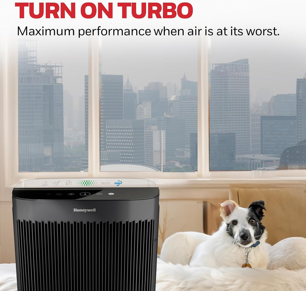 Honeywell HEPA Air Purifier for Home, Large Rooms Up To 1700 ft² in 1 hr, Air Quality Indicator, Auto Mode, Reduces Allergens, Dust, Pollen, Smoke, Pet Dander, Black, HPA5200