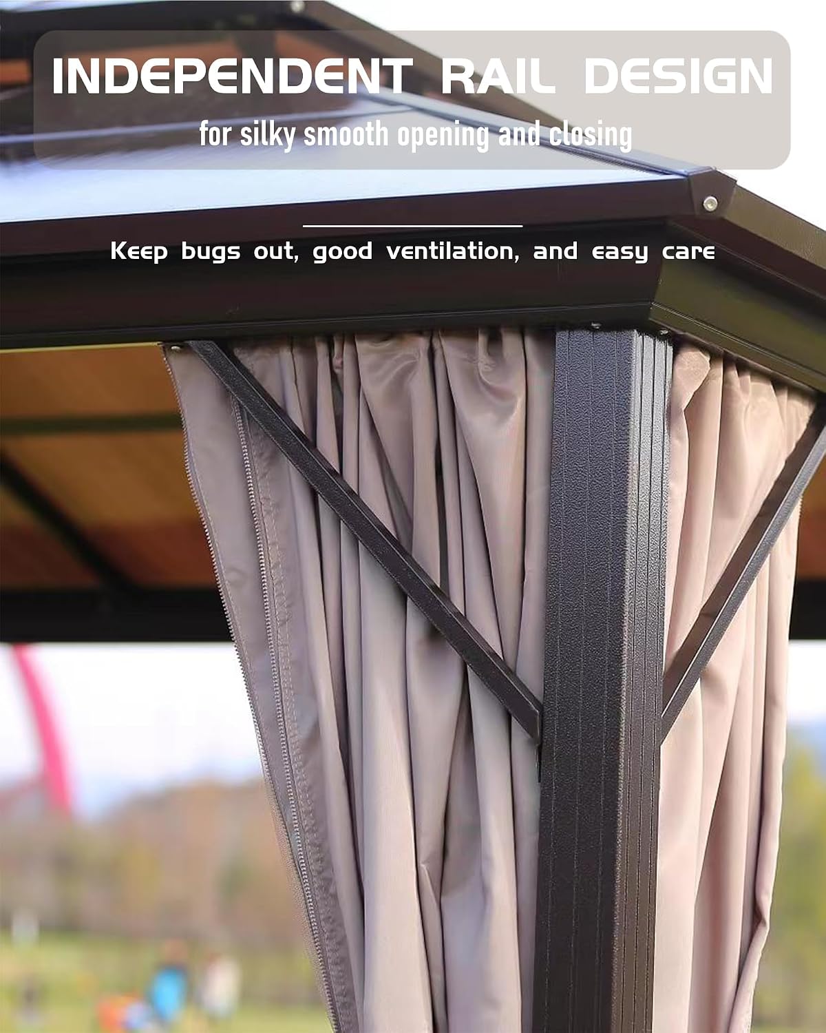 Hardtop Gazebo 10'x10' for All Weather, with Double Metal Roof, Aluminum Alloy Frame, and Net and Curtain, Permanent Building of Backyard Luxury for Patio, Deck, Backyard, Lawn, and Garden, Khaki