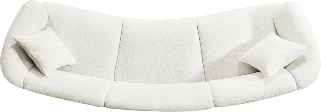 Merax 98.5' Modern 3 Seater Curved Sofa, Luxury Boucle Fabric Sofa, Minimalist Cozy Cloud Couch for Living Room, Bedroom, Apartment, Home Office, Beige