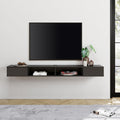 WAMPAT Black Floating TV Stand 70 inch, Wall Mounted Entertainment Center with Storage for 65/70/75 inch TV, Floating Shelf with LED Light for Living Room, Bedroom