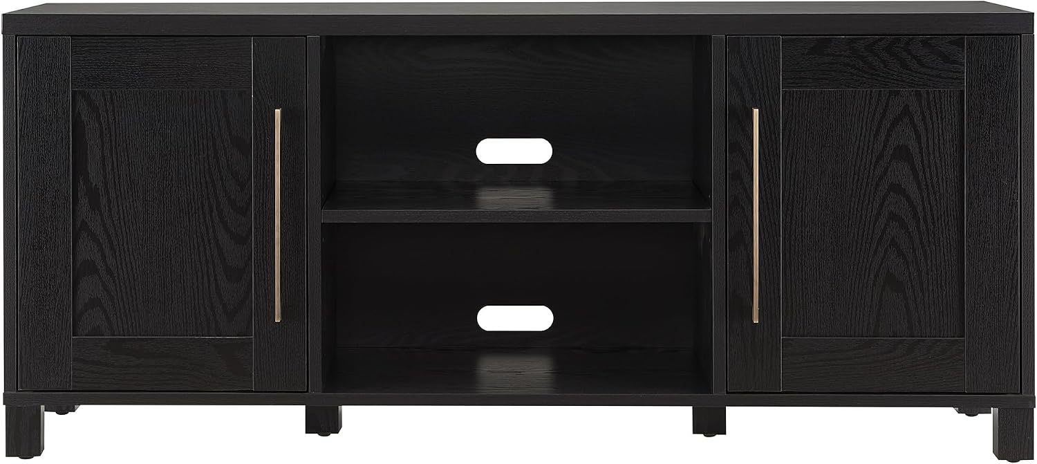 Henn&Hart Rectangular TV Stand for TV's up to 65' in Black Grain, TV Stands for the Living Room