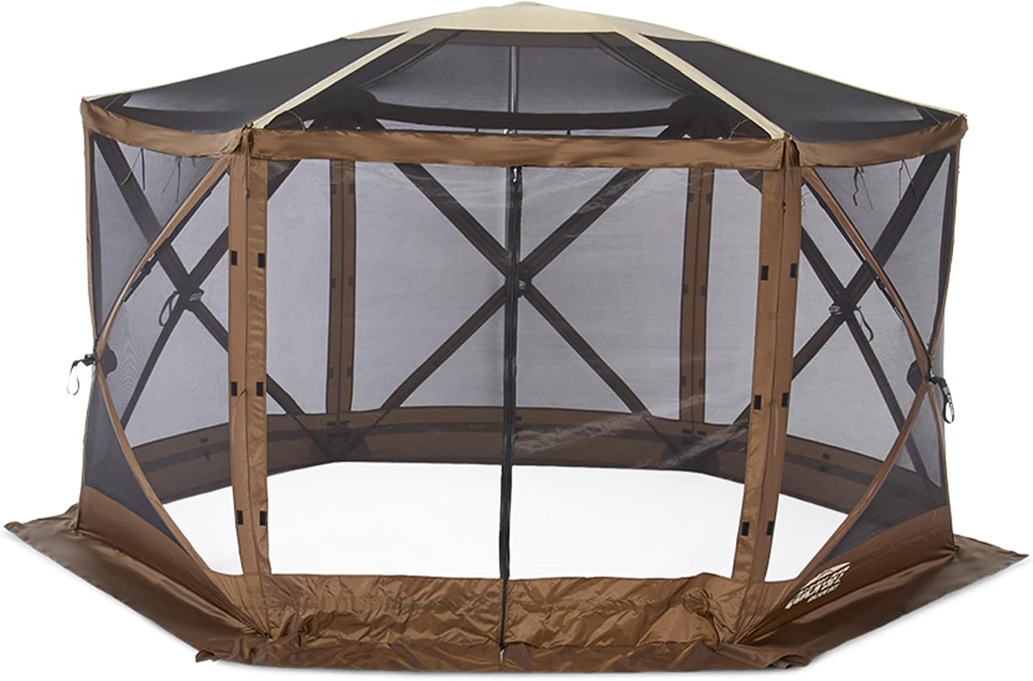 Clam Quick-Set Sky Screen Shelter – 8-Person Pop-Up Tent with Screened Roof for Airflow & Stargazing, 140' x 140', Brown, Instant Setup, Oversized Carry Bag – Camping, Tailgating, Outdoor Use