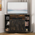 4 EVER WINNER Corner TV Stand with Led Light for 50 Inch TV, Corner Entertainment Center with Open Storage, Adjustable Shelves, TV Stands for Living Room, Bedroom, Rustic Oak