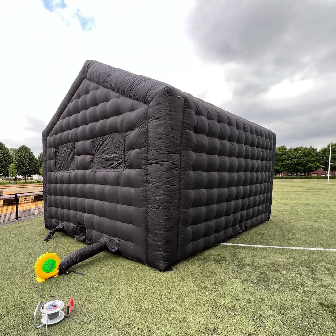 Large Black Inflatable Cube Disco Tent Square Gazebo Event Room Big Mobile Portable Night Club Party Pavilion for Backyard/Outdoor Events(20ftx16.5ft)