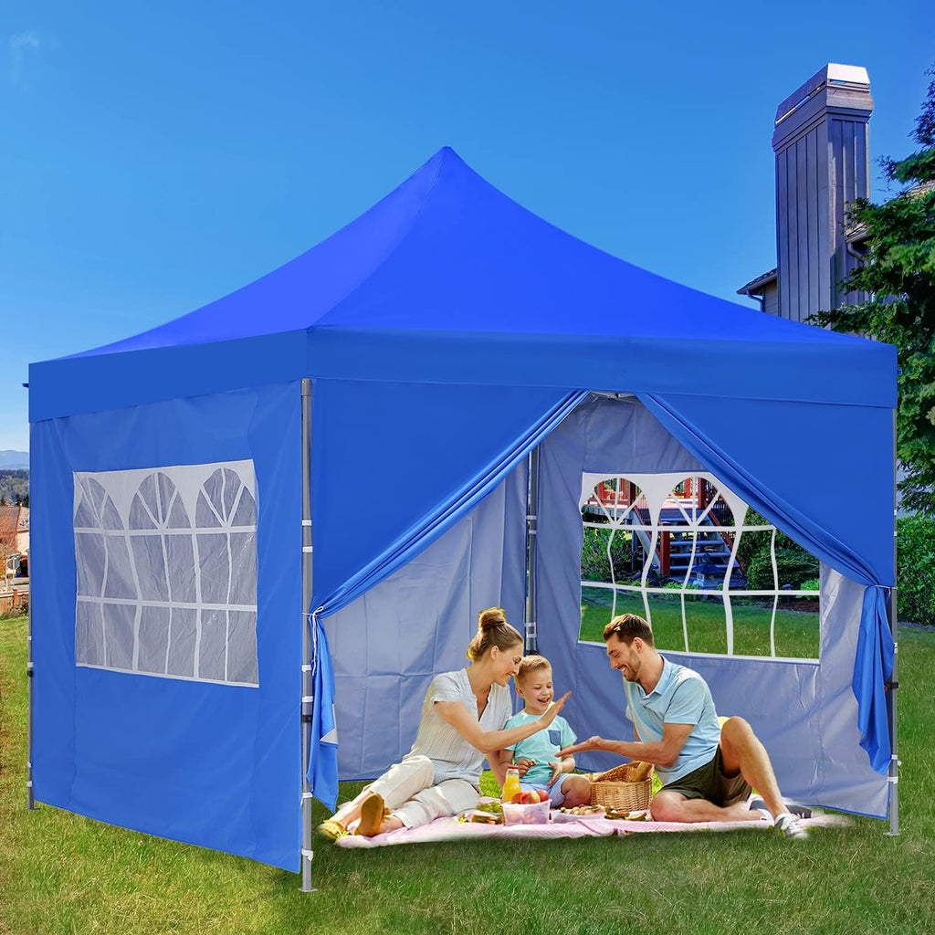 GDY 10x10 Ft Outdoor Pop Up Canopy Tent, Patio Tent, Commercial Portable Instant Folding Shelter Gazebos, Canopies with Carrying Bag, Blue.