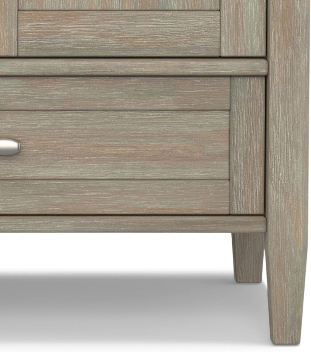 SIMPLIHOME Warm Shaker TV Stand - 47 inch Wide Solid Wood Media Console in Distressed Grey, Transitional Entertainment Center for TVs up to 50 Inches with 2 Cabinets, 2 Drawers, and Cord Management