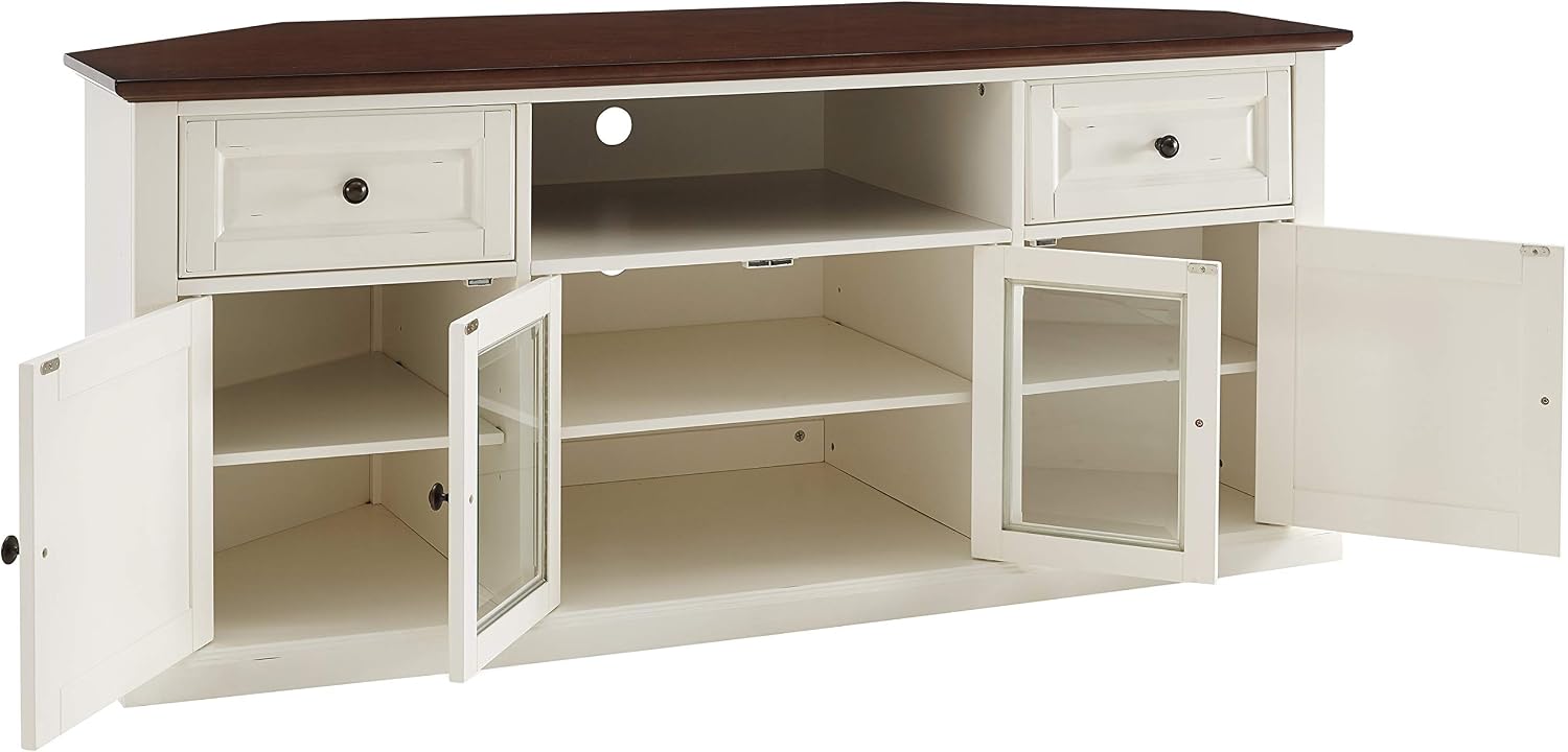 Crosley Furniture Shelby TV Stand for 65+ inch TVs, Entertainment Center with Adjustable Storage Shelves, White
