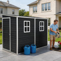Storage Shed, 4x8ft Outdoor Storage Shed with Floor Included with 2 Windows and Lockable Door, Resin Sheds for House Garden Tools, Bike, Motorcycle, Lawn Mover, Lean to Shed, Black