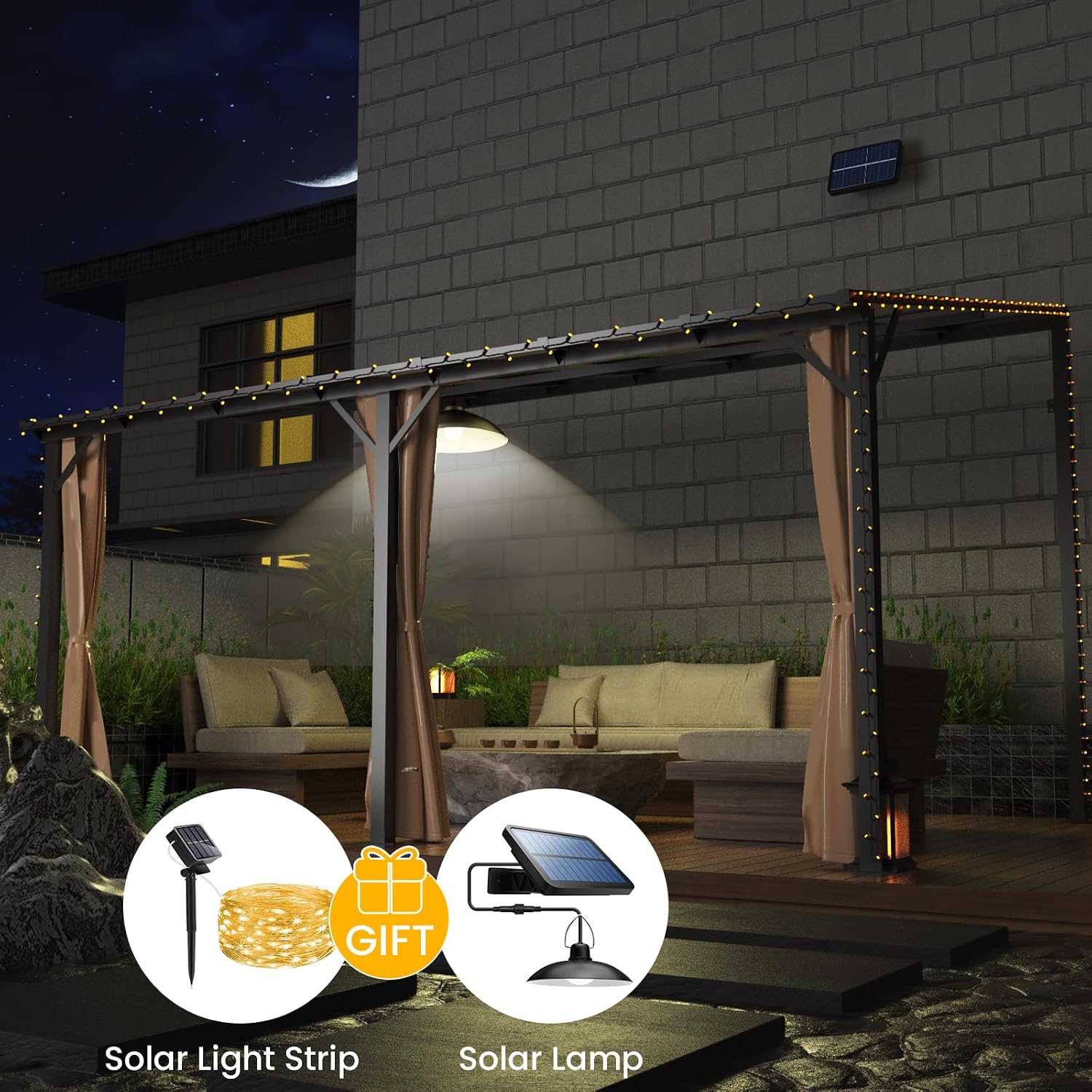 10x14 Outdoor Lean to Gazebo, Large Wall-Mounted Pergola Gazebo, Hardtop Heavy Duty Pavilion with Metal Frame, Awnings for Patios, and Permanent Gazebos for Decks and Backyards