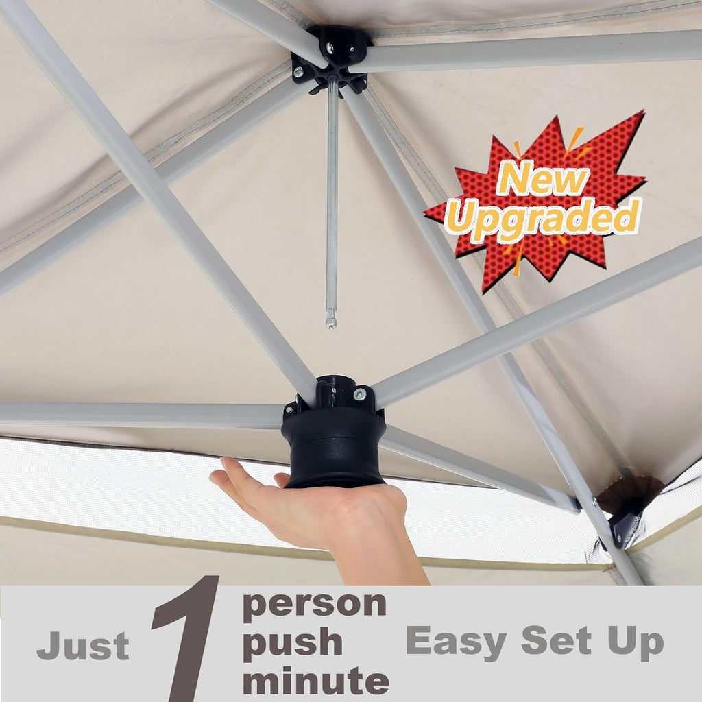 Hoteel 12x12 Pop Up Gazebos On Clearance - Upgrade Easy Up Metal Outdoor Gazebo Waterproof - Portable Gazebo with Mosquito Nettings