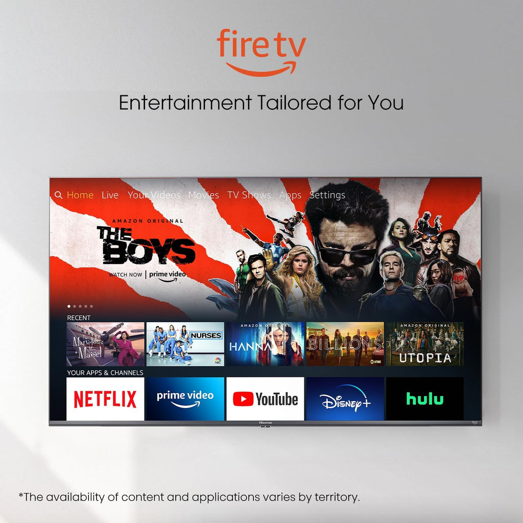 Hisense 65' Class U6 Series ULED 4K UHD Smart Fire TV (65U6HF, 2024) - QLED, Full Array Local Dimming, 600-Nit, Dolby Vision HDR 10+, HDMI 2.1, MEMC, 240 Motion Rate with VRR, Alexa Compatibility