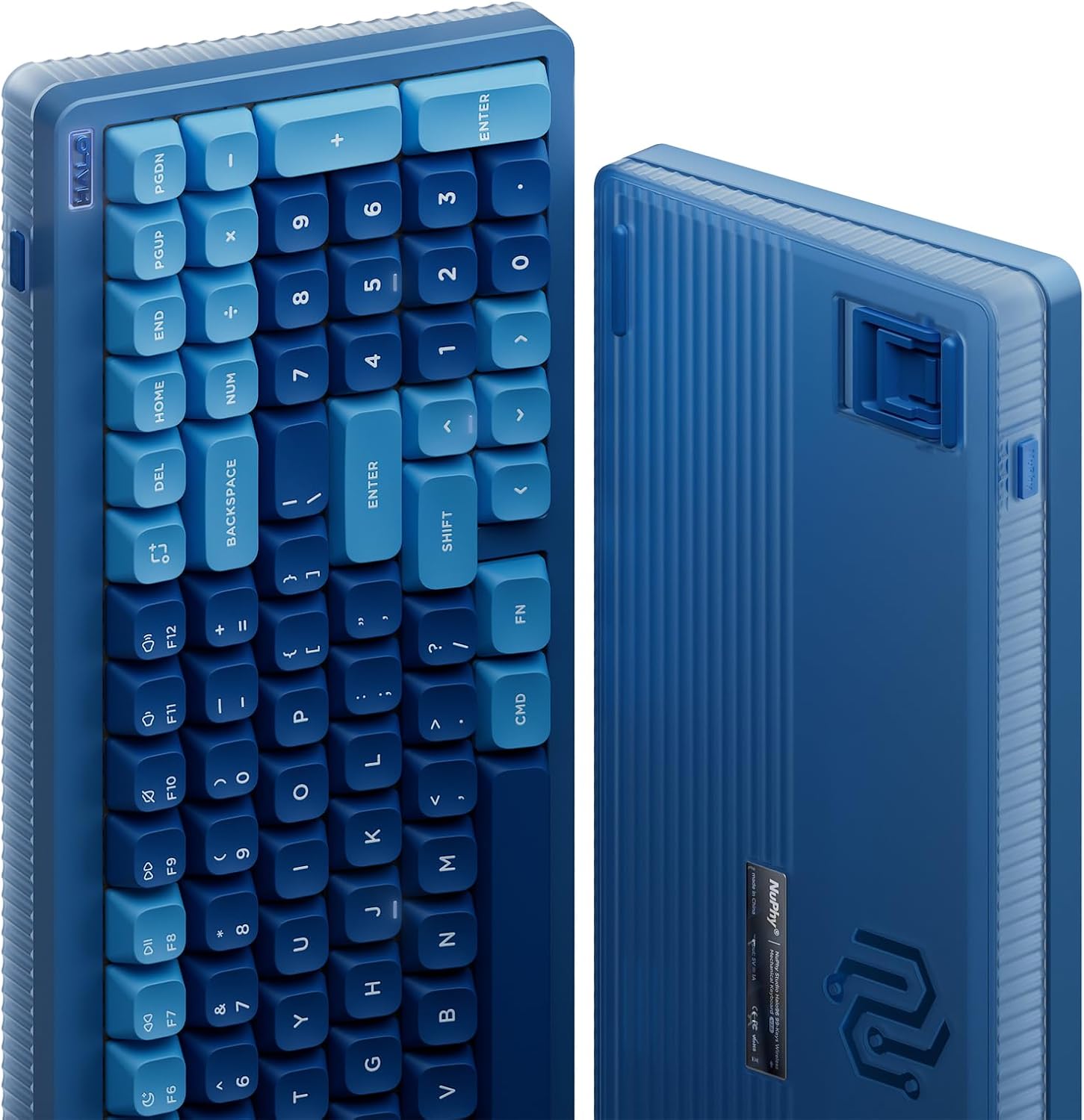 nuphy Halo96 V2 Wireless Mechanical Keyboard, 96% Hot Swappable, 99 Keys RGB Backlit, Bluetooth/USB-C/2.4GHz, Silent Red Switches, Blue, QMK/VIA Support