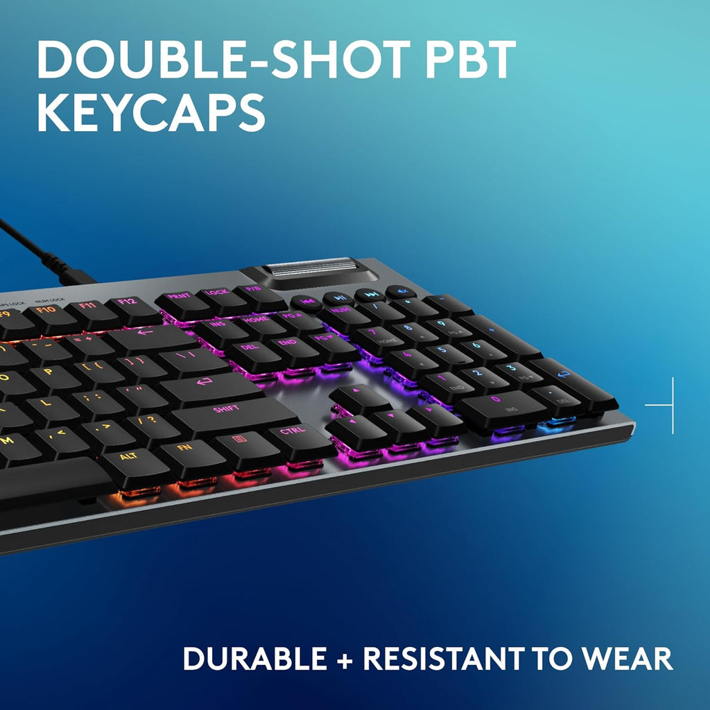 Logitech G915 X Wired Mechanical Gaming Keyboard, Double-Shot PBT Keycaps, Fully Programmable Keys, RGB Backlit Mac/PC Gaming Keyboards, Aluminum Finish, GL Tactile Switches, Black (Renewed)