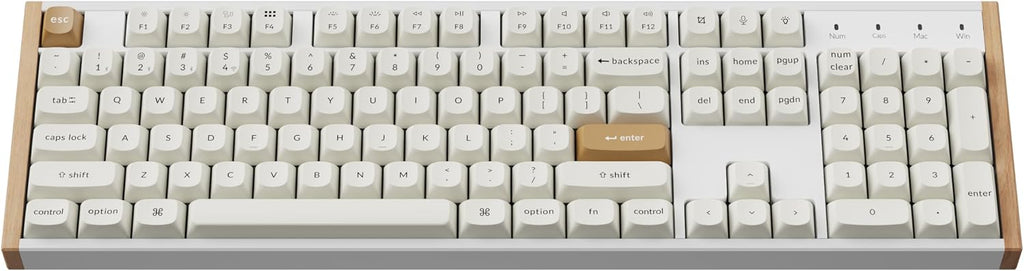 Keychron K10 HE QMK Wireless Gaming Custom Mechanical Keyboard, 2.4 GHz/Bluetooth/Wired Full-Size Hot-Swappable Programmable RGB Backlit Gateron Magnetic Switches for Mac Windows, Wood Frame-White
