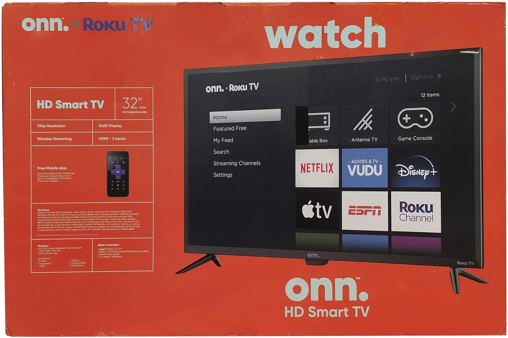 ONN 24-Inch Class HD (720P) LED Smart TV Compatible with Netflix, Disney+, YouTube, Apple TV and Google Assistant (100012590) (Renewed)