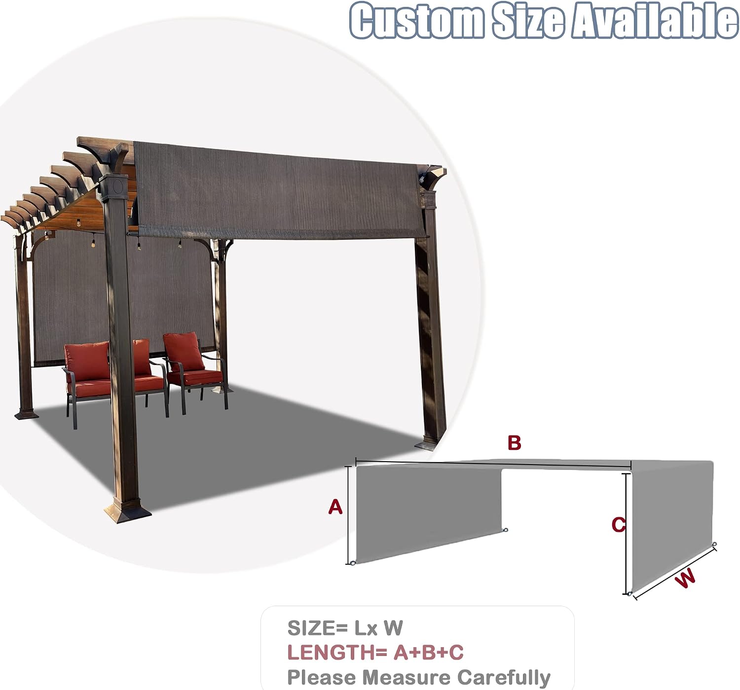 Alion Home Universal Breathable Pergola Shade Cover – Pergola Replacement Canopy – Outdoor Adjustable Shade Cover with Heavy Duty Weighted Metal Rods (12' x 9', Mocha Brown)