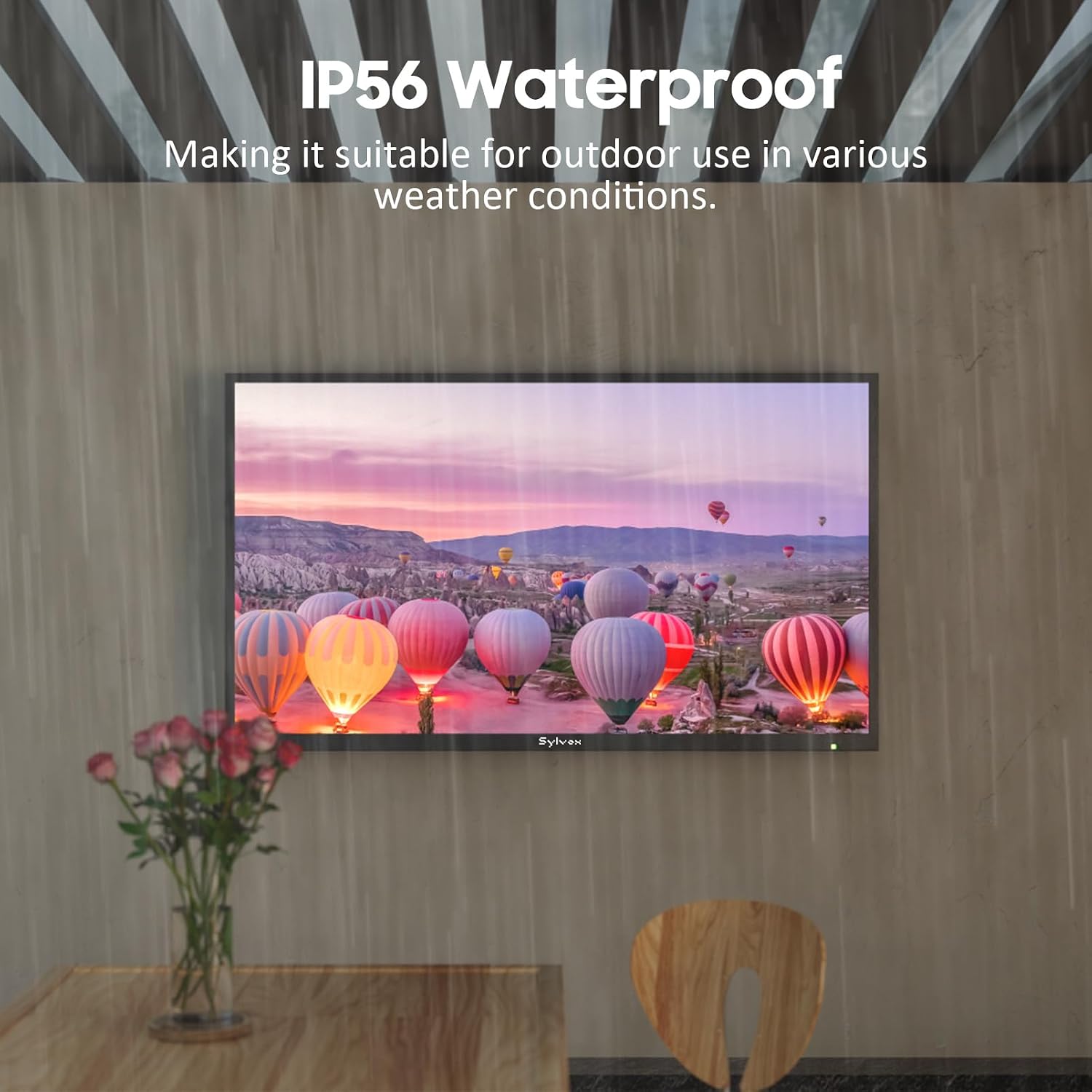 SYLVOX Smart Outdoor TV, 75 inch Outdoor Television Upgraded Google TV, 4K Weatherproof Outside TV, IP56 Waterproof, Google Assistant, Chromecast, 1000 nit Brightness for Partial Sun (Deck Pro 3.0)
