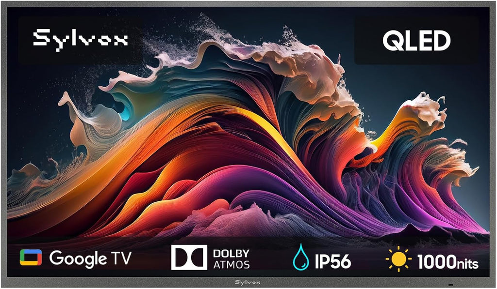 SYLVOX Outdoor TV, 65'' QLED Smart TV, IP55 Waterproof, Dolby Atmos HDR 10, Voice Remote,1000nits Weatherproof Television, Chromecast Built-in for Deck, Patio or Garden(Deck Pro QLED 3.0)