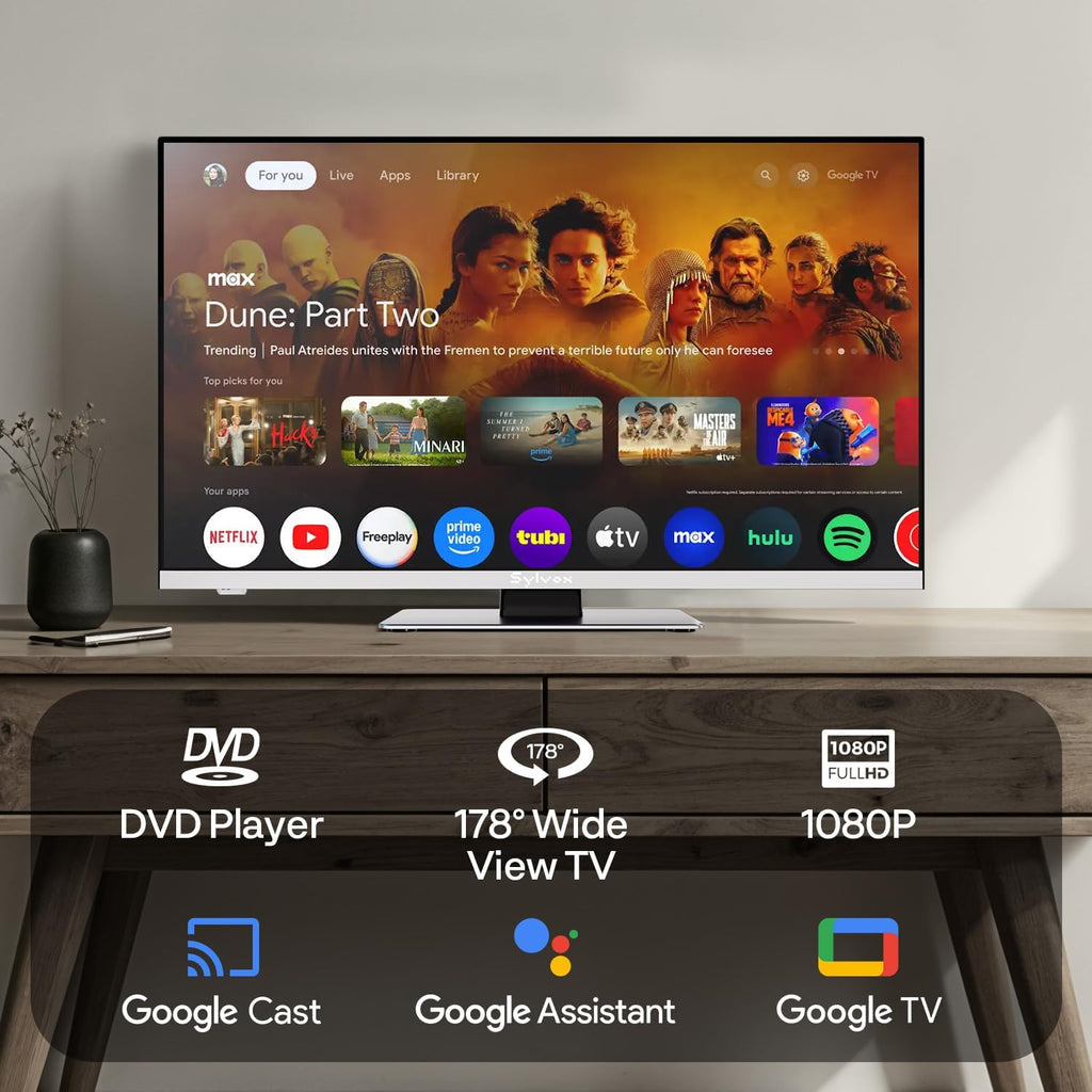 SYLVOX 12 Volt TV, 22' Smart RV TV w/DVD Player | 1080P Full HD, Wide Viewing Angle, ATSC Tuner, HDMI & USB, AC/DC Powered for RV, Boat, Yacht, Beach House, or Home