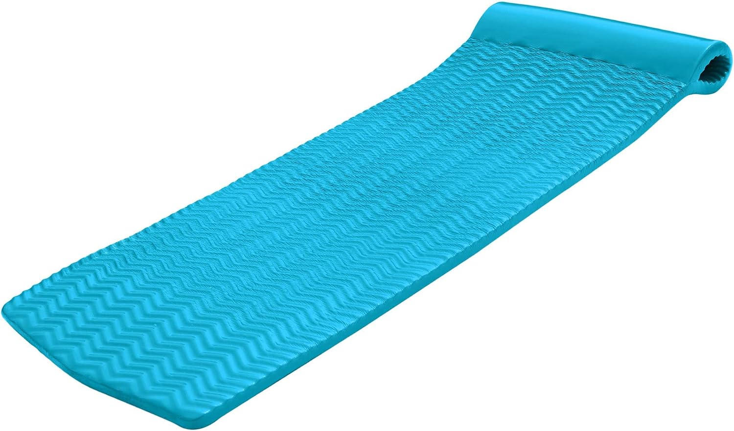 TRC Recreation Serenity 1.5' Thick Vinyl Coated Foam Swimming Pool Float Mat Adult Lounger with Built-in Roll Pillow