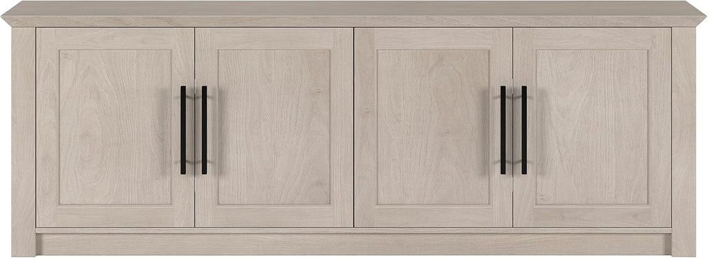Henn&Hart TV Stand for TVs up to 78' with 2 Conceal Storage Cabinets and Adjustable Shelves for Living Room, Family Room, or Office, Beech White