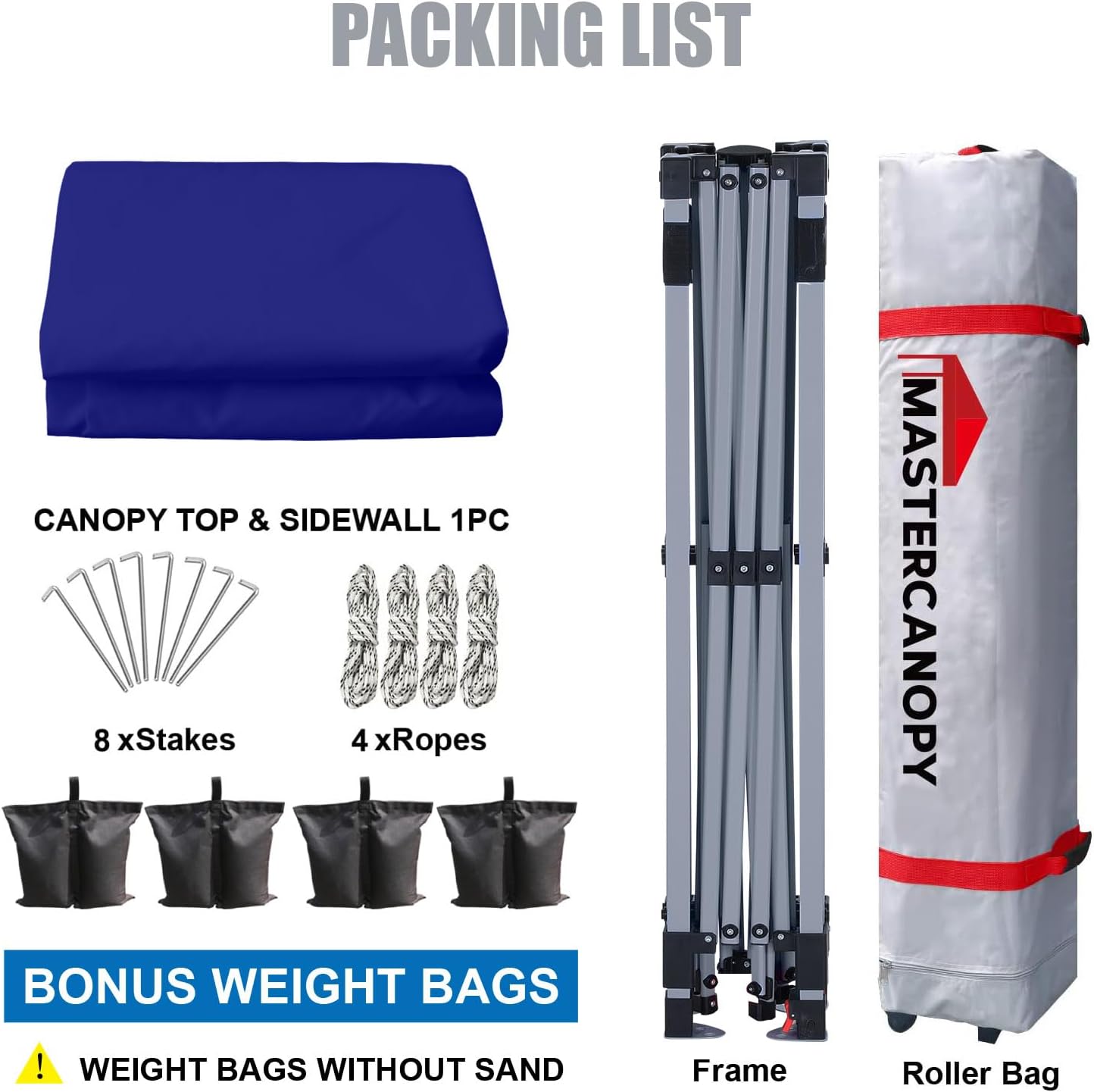 MASTERCANOPY Durable Pop-up Canopy Tent with 1 Sidewall (10'x10',Dark Blue)