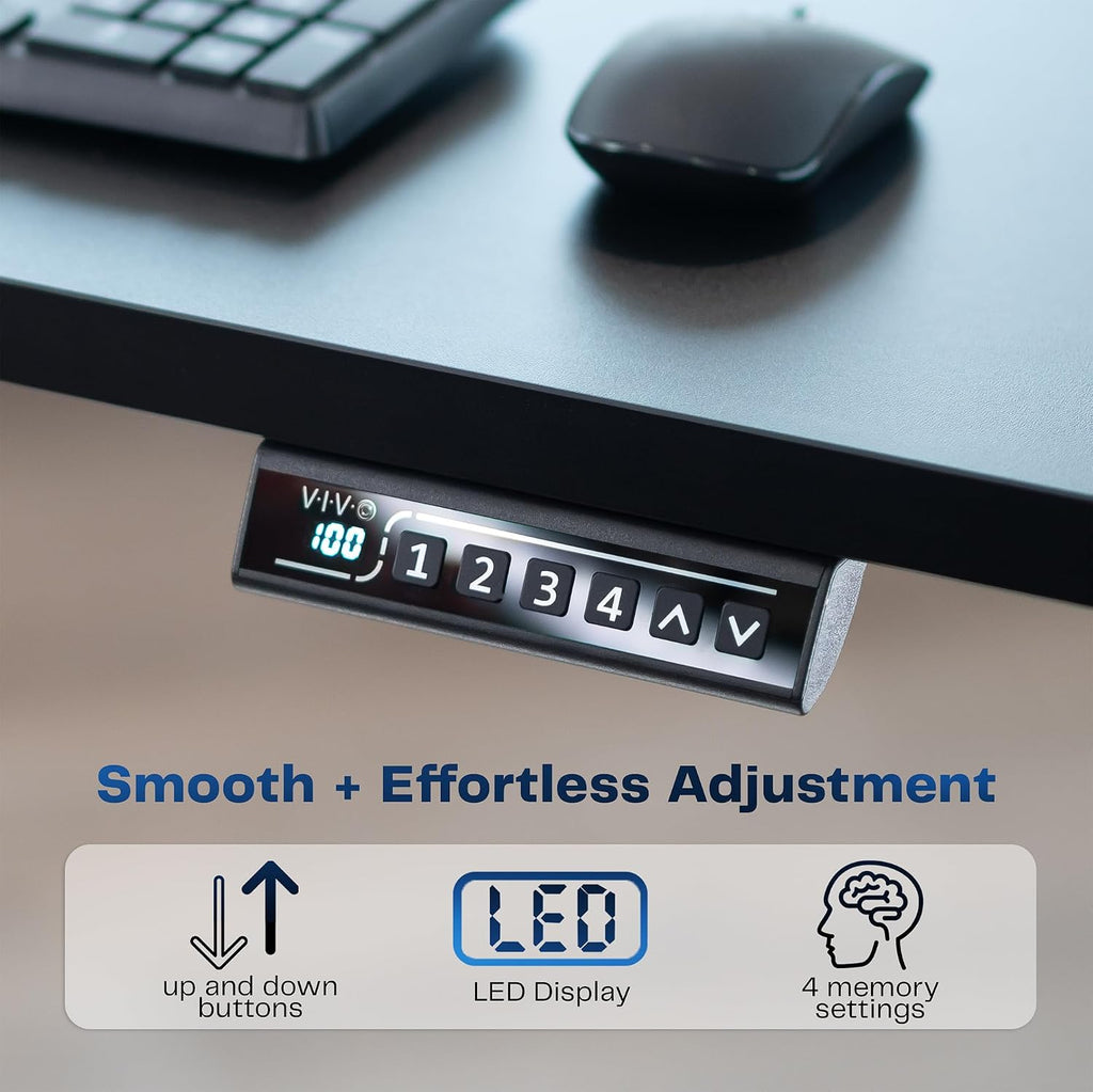 VIVO Electric 60 x 30 in Standing Desk with Full-Size RGB Mouse Pad, Memory Height Adjustment, 1B Series, Holds 220 lbs, Black Top Black Frame, DESK-KIT-1B6BP-30