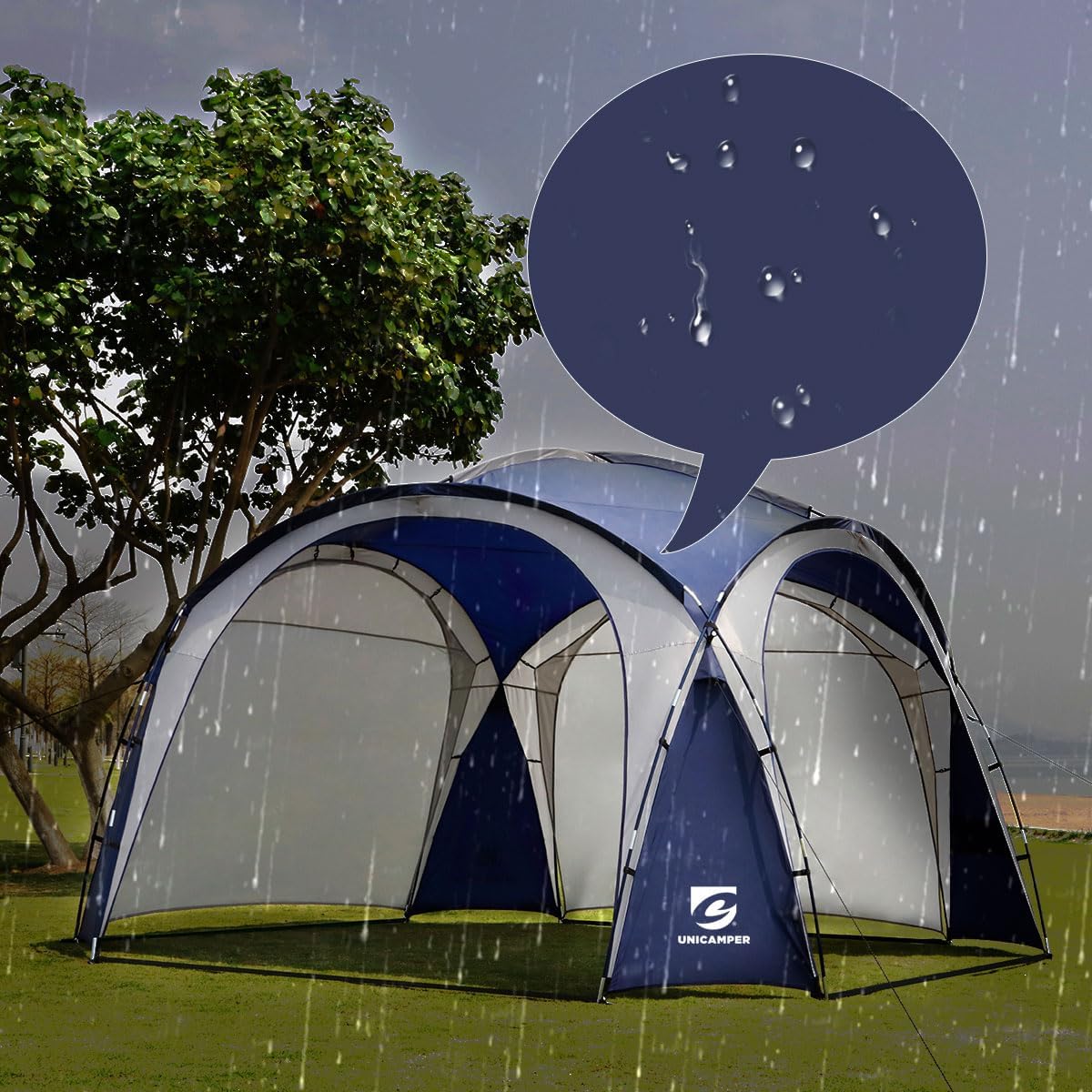 UNICAMPER Beach Tent 12 X 12ft Large UPF50+ Pop Up Canopy with 2-Pcs Side Wall