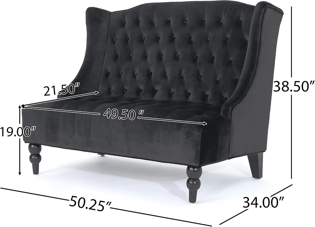 Merax Loveseat Sofa, Classic 2 Seater Couch for Living Room Bedroom Office, Black